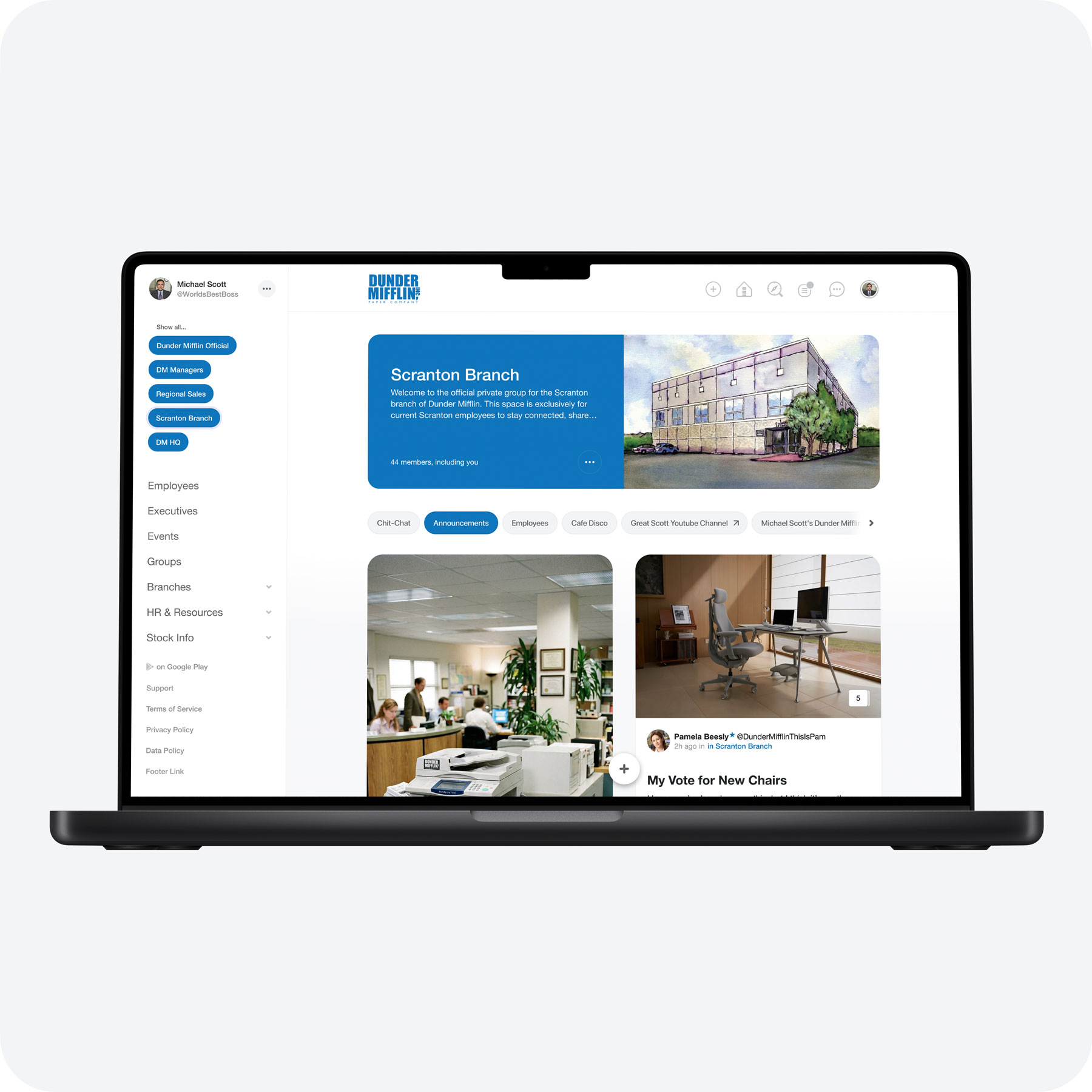 Closed group member directory on mobile with renamed navigation and sorting controls.